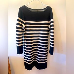 Ann Taylor Factory Sweater dress Sz M cream & black striped, worn once